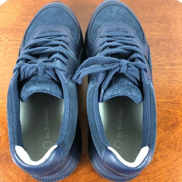 New EVERLANE The Trainer Leather Sneaker in Navy Women's Size 7 - Picture 6 of 9